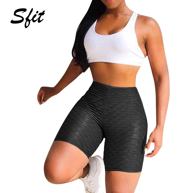 Женские однотонные шорты Sfit с высокой талией для йоги тренировок фитнеса бега