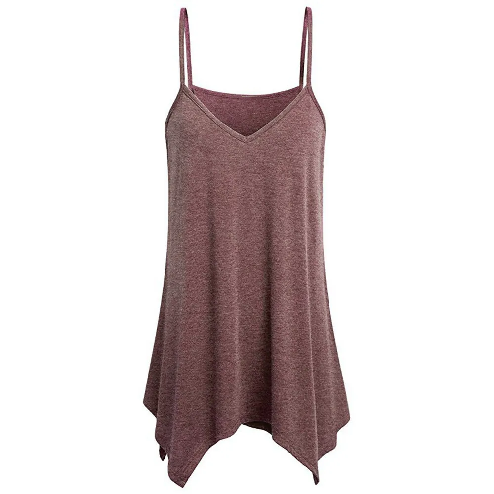 

Fashion Women Irregular Summer Sleeveless Loose V Neck Elegant Tank Tops Vest Blouse Sexy Backless Solid T-Shirt Tops Clothing