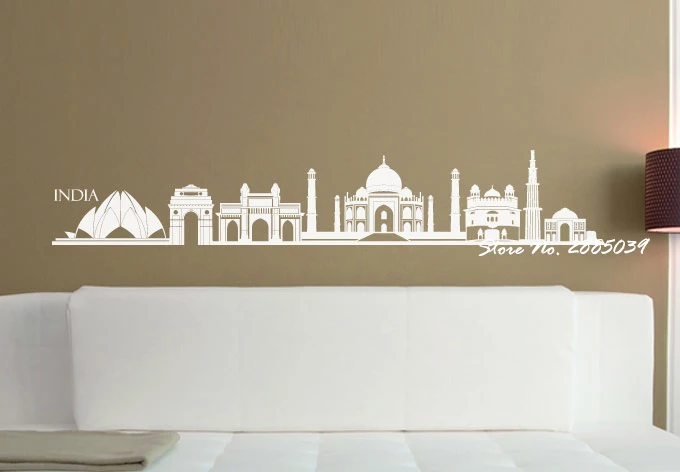 

India Skyline Cityscape Sticker Vinyl In Different Color Wallpaper Wall Decal Living Room Bedroom Decor High Quality Mural LA263