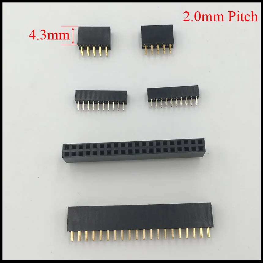 

2*20 2x20 2*25 2x25 2*26 2x26 Pin 40P 50P 52P 2.0mm Pitch 4.3mm Height Female Connector Double Row Straight Pin Header Strip