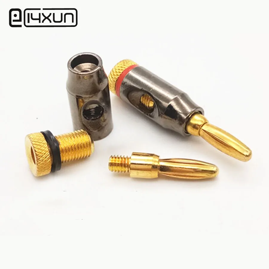 2 шт. 4 мм вилка типа банан позолоченный винт спирального стерео динамик аудио