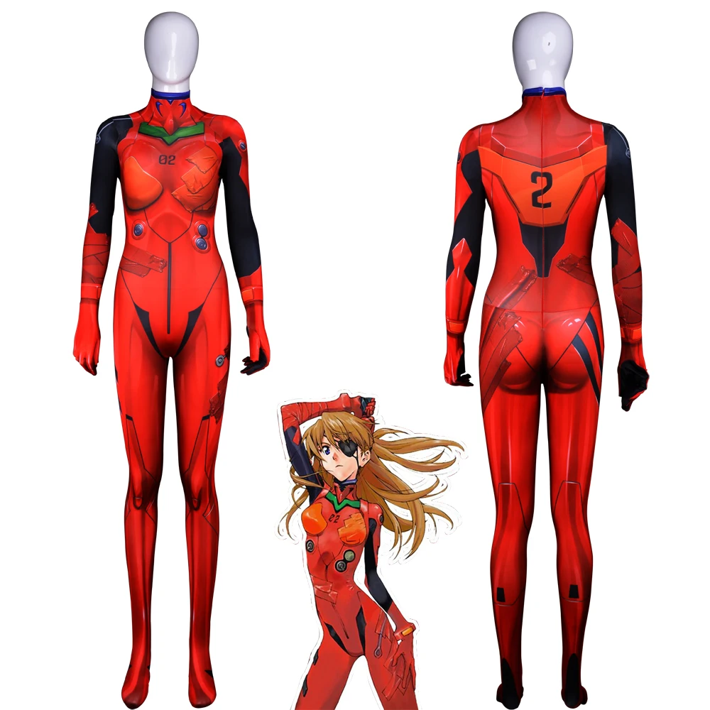 Женский костюм для косплея Asuka Langley Soryu на Хэллоуин цельнокроеный унисекс Zentai |