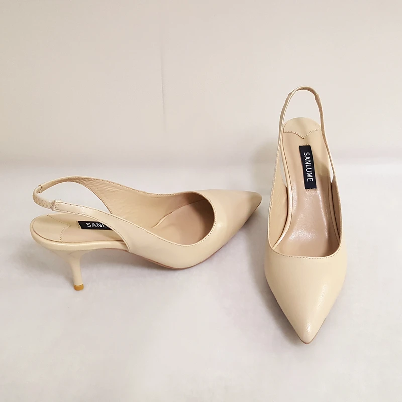 SANLUME телесного цвета см 7 женские босоножки с ремешком сзади элегантная офисная