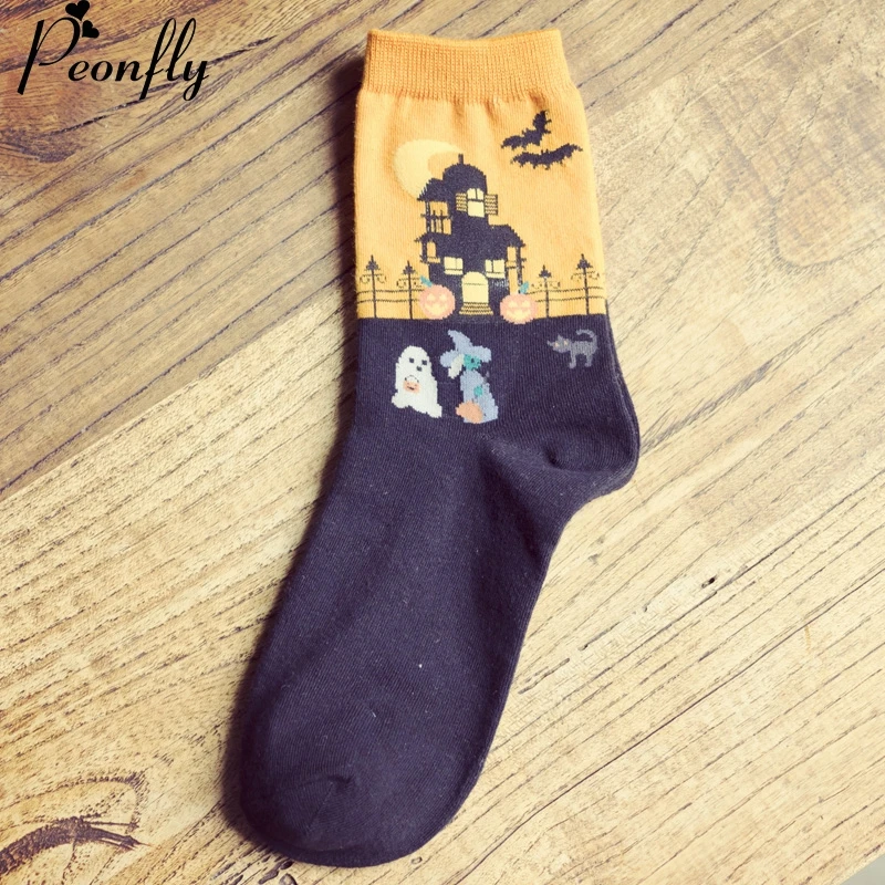 Хэллоуин мультфильм рисунок принт женские носки для девушек милые Термальность