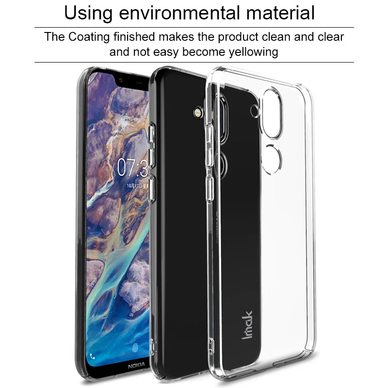 IMAK Crystal Case II Ultra Thin Transparent Durable PC Hard For Nokia 8.1 Back Cover for Nokia8.1 X7 6.18&quot Clear |