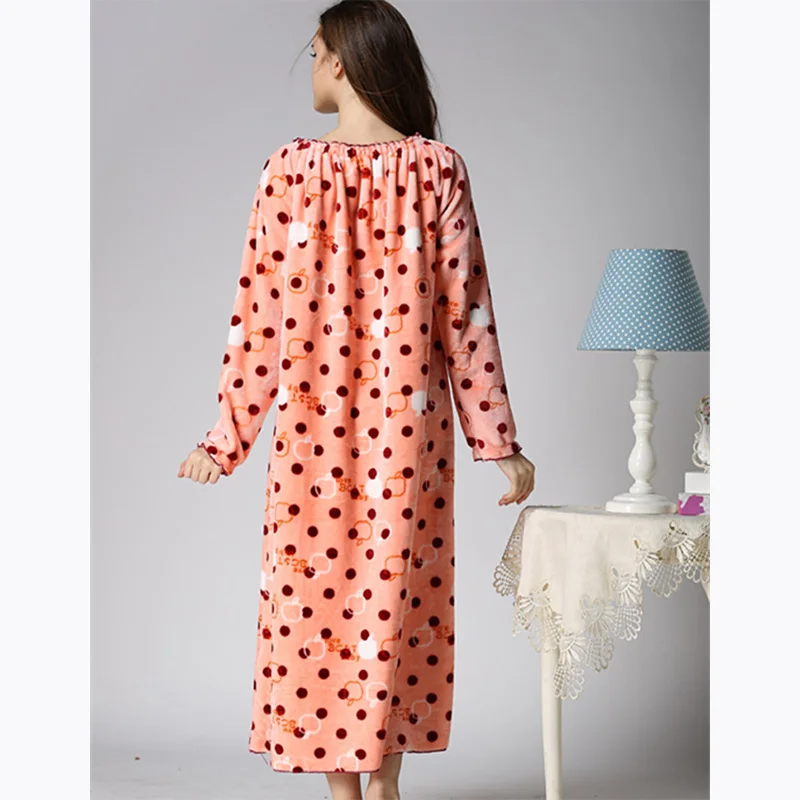 for new ins Autumn Winter Women Nightwear Dress Velvet Long Sleeve Flannel Sexy Nightgown Sleepwear Plus Size | Женская одежда