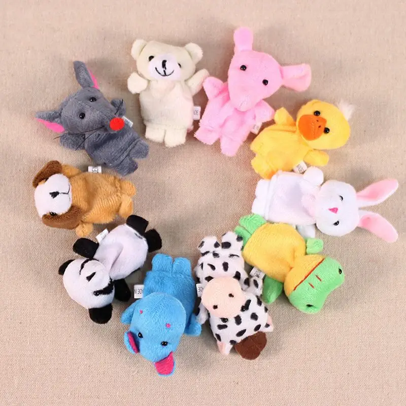 

10Pcs Cartoon Animal Finger Puppets Set Mini Plush Baby Boys Girls Story Telling Hand Cloth Doll Educational Toys