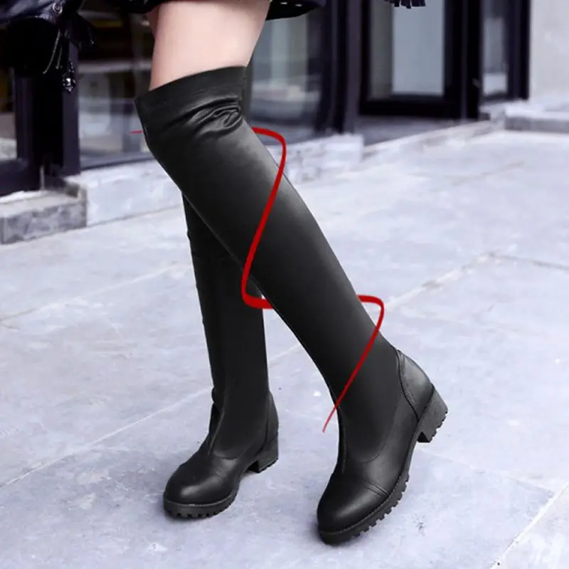 Женские брендовые Сапоги выше колена облегающие длинные сапоги на платформе и