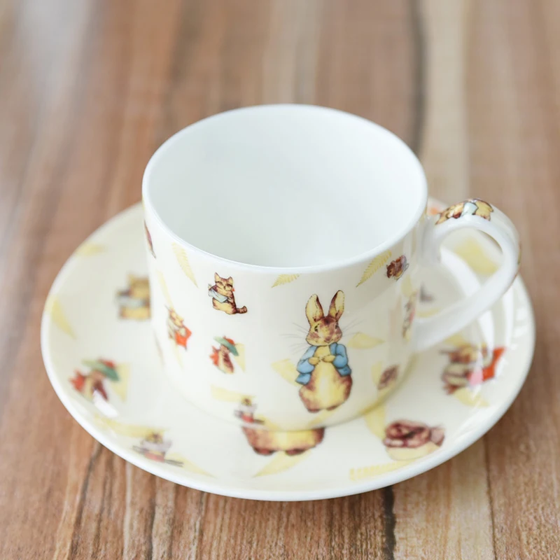 Европейская кофейная чашка Bone China блюдце с мультяшным изображением кролика