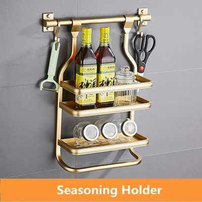 Seasoning holder Hongdec современный дизайн настенное крепление черный и золотой кухонная утварь держатель для специй Ложка Крюк не требуется сверление - Цвет: Seasoning holder
