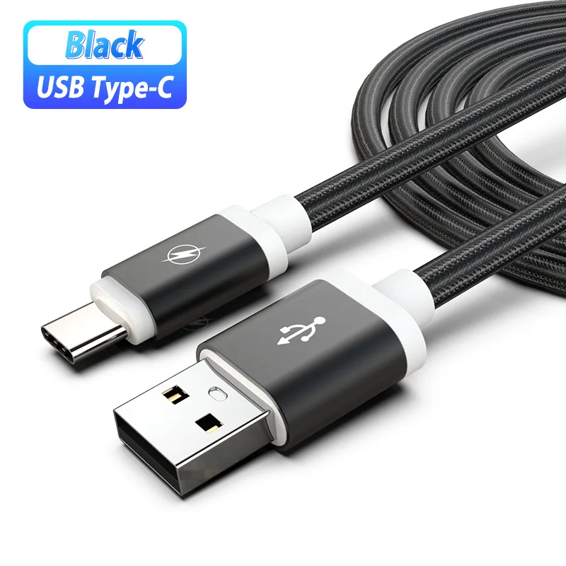 black Usb type-C кабель 3 м 2 м Быстрая зарядка длинный usb type-C кабель для Xiaomi Mi A3 Note 10 CC9 Pro 9 Lite 9T Usbc зарядный кабель - Цвет: black