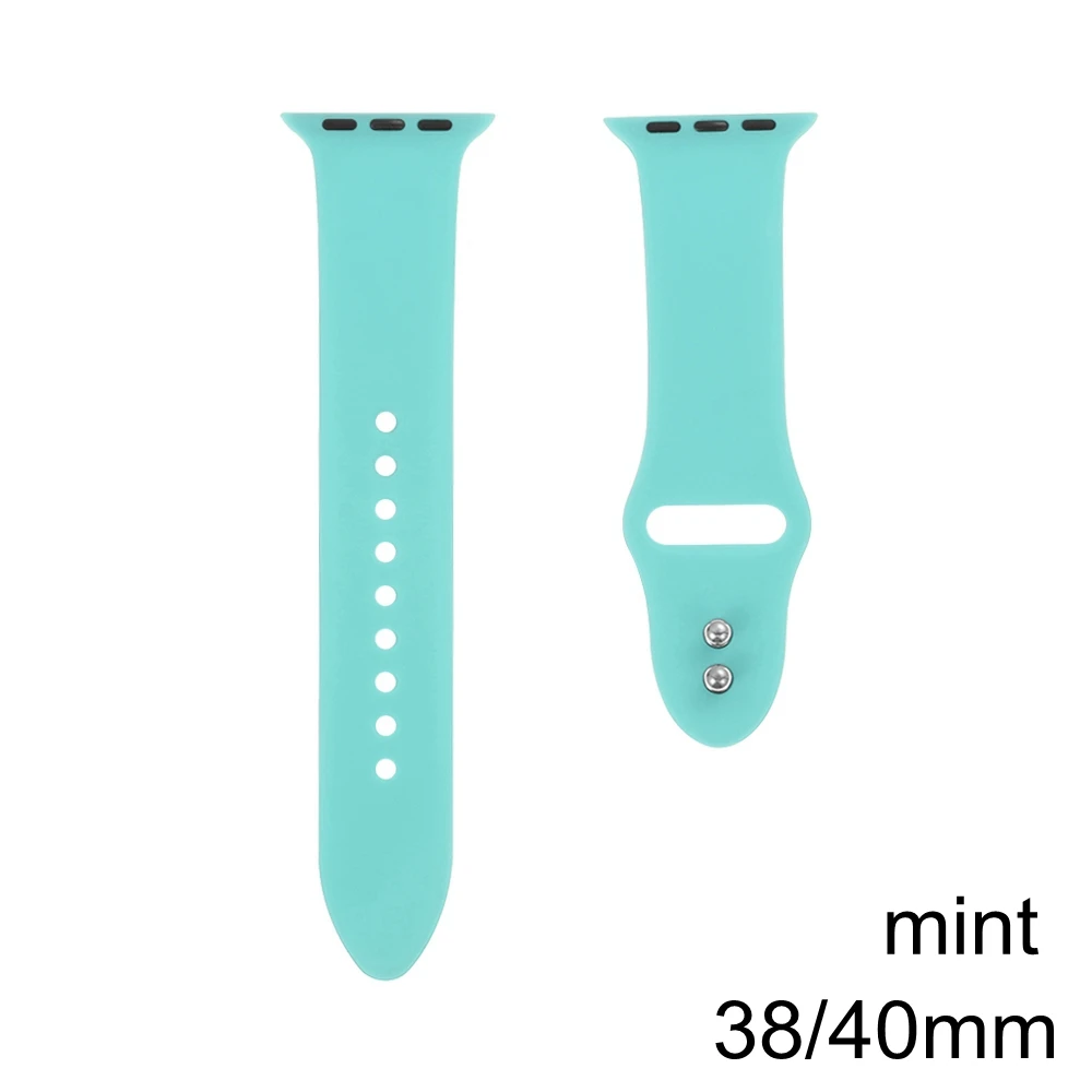 mint Спортивный силиконовый ремешок для часов Apple Watch Series 4 3 2 1 38 мм 40 мм 42 мм 44 мм мягкий ремешок браслет для i Watch - Цвет: mint