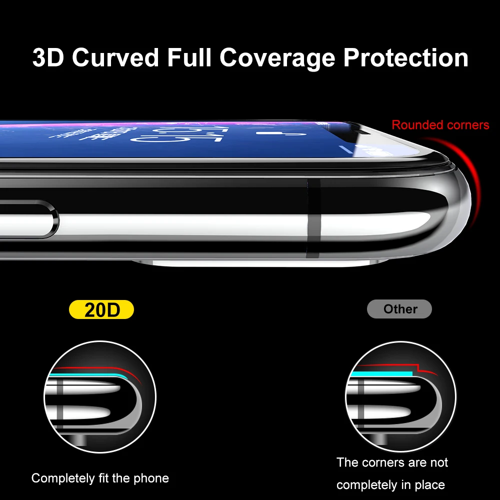 100D Полное покрытие экрана Защитное стекло для iPhone X 6 7 8 6S plus защитная пленка