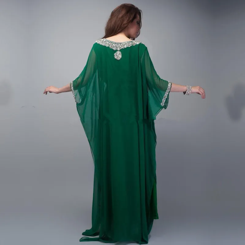 Изумрудно зеленый кафтан Дубай Farasha Abayas арабское платье с коротким рукавом