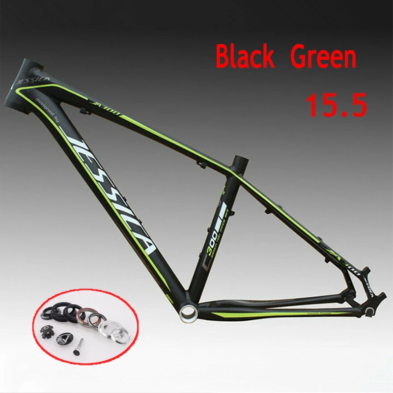 BlackGreen-15.5n JESSICA 15,5 17 дюймов 26er Mtb рама набор рамок для горных велосипедов велосипед Алюминиевый сплав 7005 Superlight конические трубы рамы BSA 68 мм - Цвет: BlackGreen-15.5n