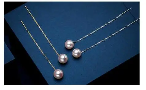 &gt&gtnoble jewelry new pair of 10-11 mm round south sea white pearl dangle earring 14k |