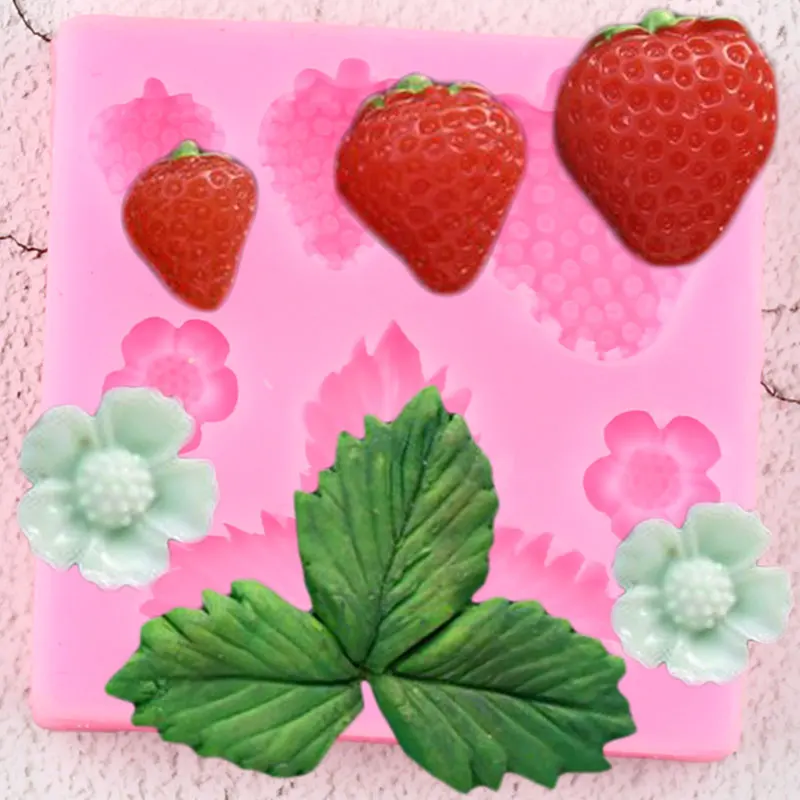 3D Клубника Силиконовые формы в форме цветка листа Fondant Mold DIY свадебный торт