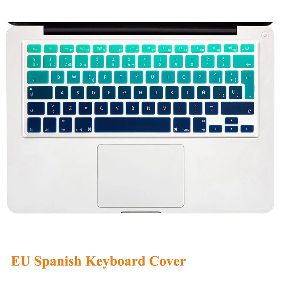 Gradient Green Градиент Омбре цвета ЕС макет клавиатуры наклейки для Apple Macbook Pro 1" 15" 1" retina/Macbook Air 13 крышка клавиатуры испанский - Цвет: Gradient Green