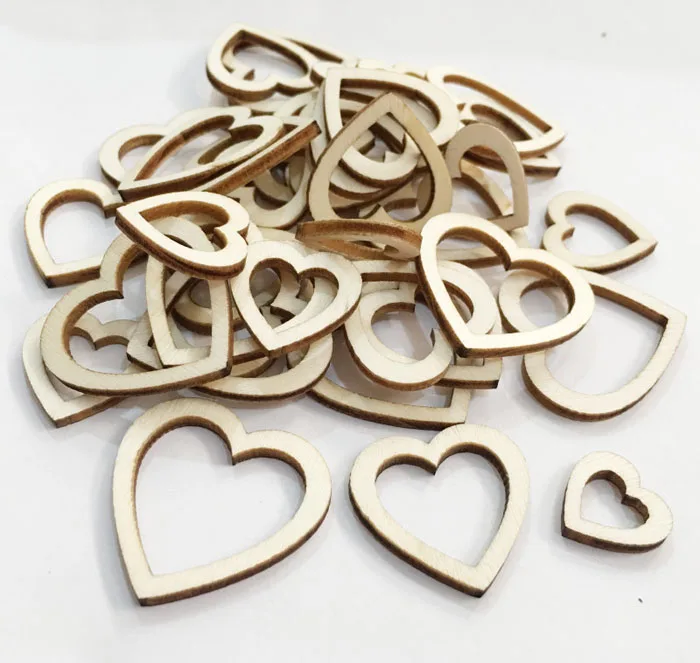 

50 шт./лот 10 мм-30 мм натуральные деревянные пуговицы Kawaii с отверстиями в форме сердца, украшения ручной работы «сделай сам», аксессуары для од...