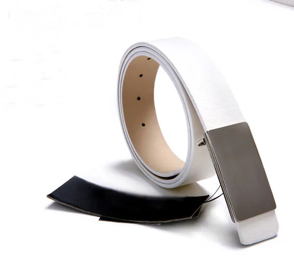 2 шт. модная мужская белая искусственная кожа гладкая пряжка для ремня пояс