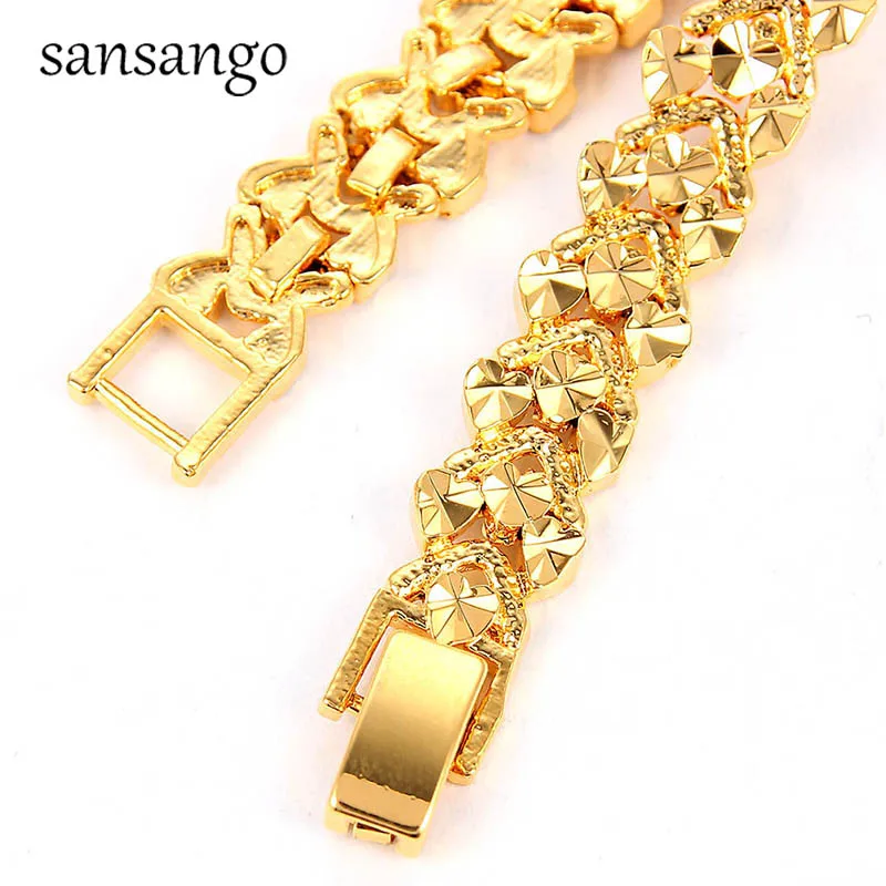 New Arrival Hip Hop 24K Golden Curb Link Chain Bracelet Male Jewelry For Men Women Luxury Bangle Party Gift Wholesale 18cm