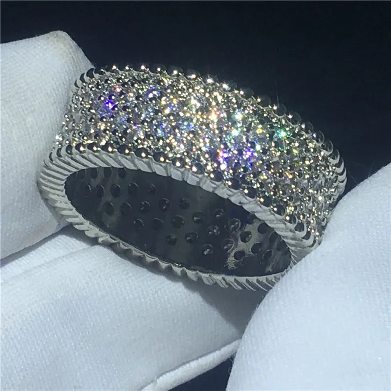 Fashion Tennis AAAAA Cz Stone White Gold Filled Engagement wedding band ring for women Bridal Finger Jewelry | Украшения и