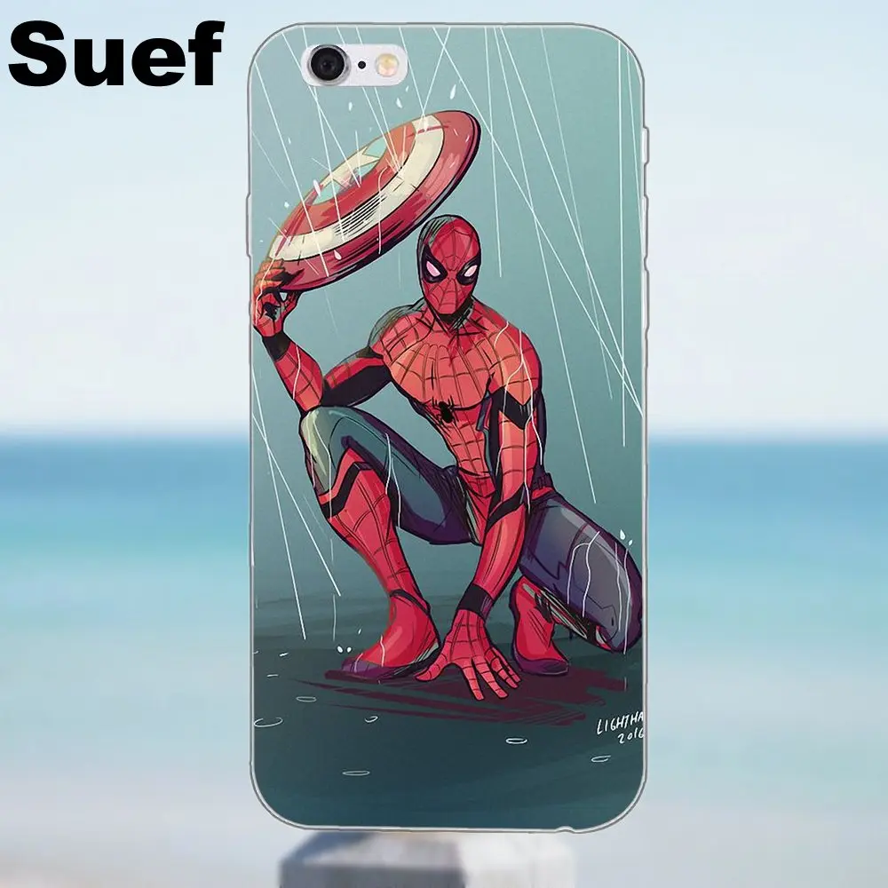 Юмористический Человек паук Дэдпул для iPhone X 4 4S 5 5S 5C SE 6 6S 7 8 Plus Samsung Galaxy A3 A5 J1 J3 J5 J7 2016