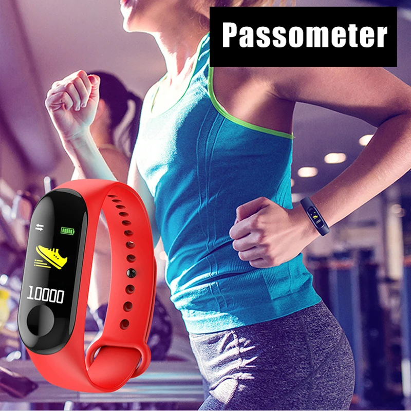 M3 Smart Bracelet Color-screen IP67 Wristband Fitness Tracker blood pressure Heart Rate Monitor band For Android IOS phone | Электроника