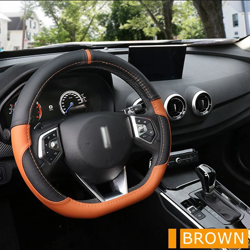 

Car Steering Wheel Cover D Shape Leather For Volkswagen Golf 6 7 Polo Lavida Sagitar Lamando Santana For Kia Sportage Optima K5