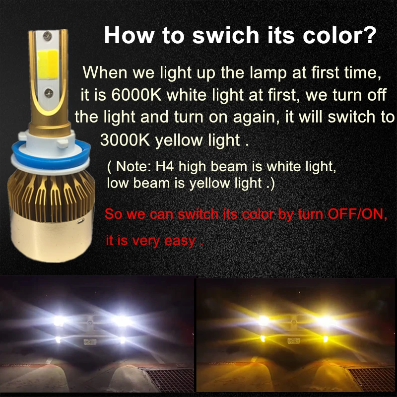 Светодиодные лампы YHKOMS H1 H7 LED H3 880 881 H27 9005 HB3 9006 9012 HB4 H8 H11 H4 Автомобильные
