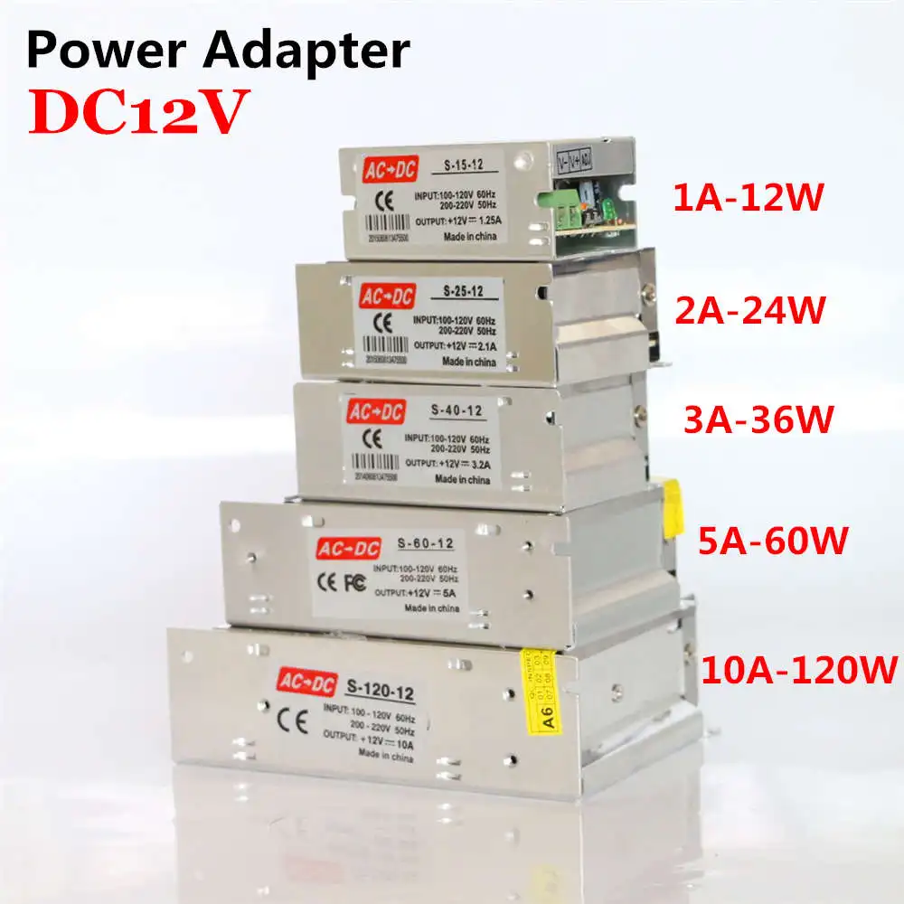 Asmbled ac110/220 V к DC12V Трансформаторы освещения 1A 2A 3A 5A 10A 15A 20A 30A 40A Регулируемый