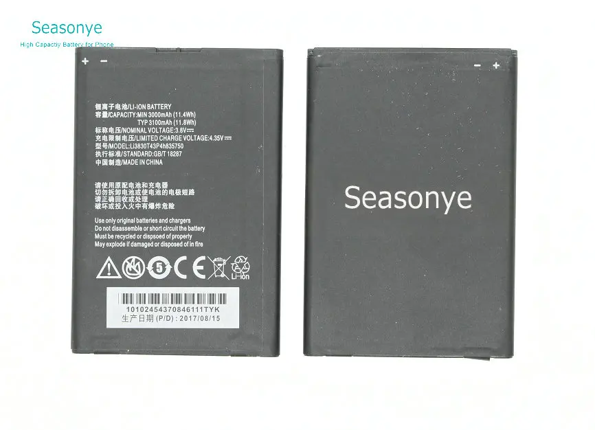 Батарея для телефона Seasonye 3000 мАч 11 4 Вт/ч Li3830T43P4h835750 запасная батарея ZTE V5 MAX N958st Grand