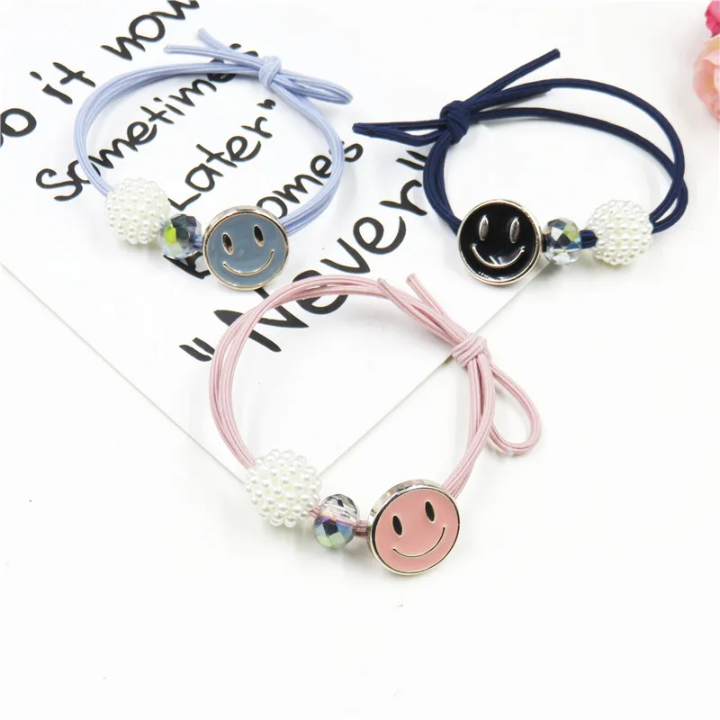 1 шт. красивые эластичные резинки для волос со смайликом девочек ручная работа