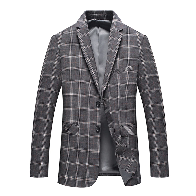 Мужской Блейзер деловой Повседневный приталенный пиджак стильный клетчатый