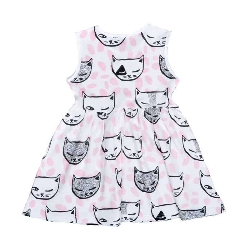 New Summer Style Baby Girl Clothing Dresses Cartoon Cat Kids Princess Dress Brand Toddler Party Wedding Clothes | Детская одежда и