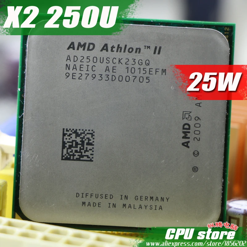 Процессор AMD Athlon II X2 250U AD250USCK23GQ (1 6 ГГц/AM3/ 938 pin /25 Вт/двухъядерный/2 м кэш) настольный