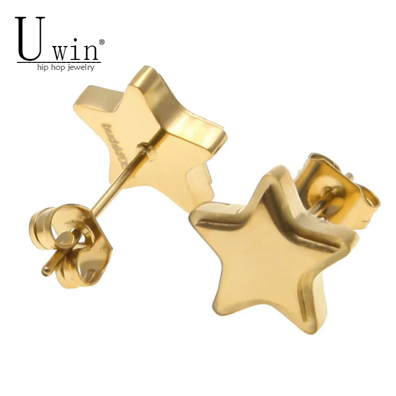 UWIN Iced Out мужские серьги гвоздики в стиле хип хоп золотые серебряные из