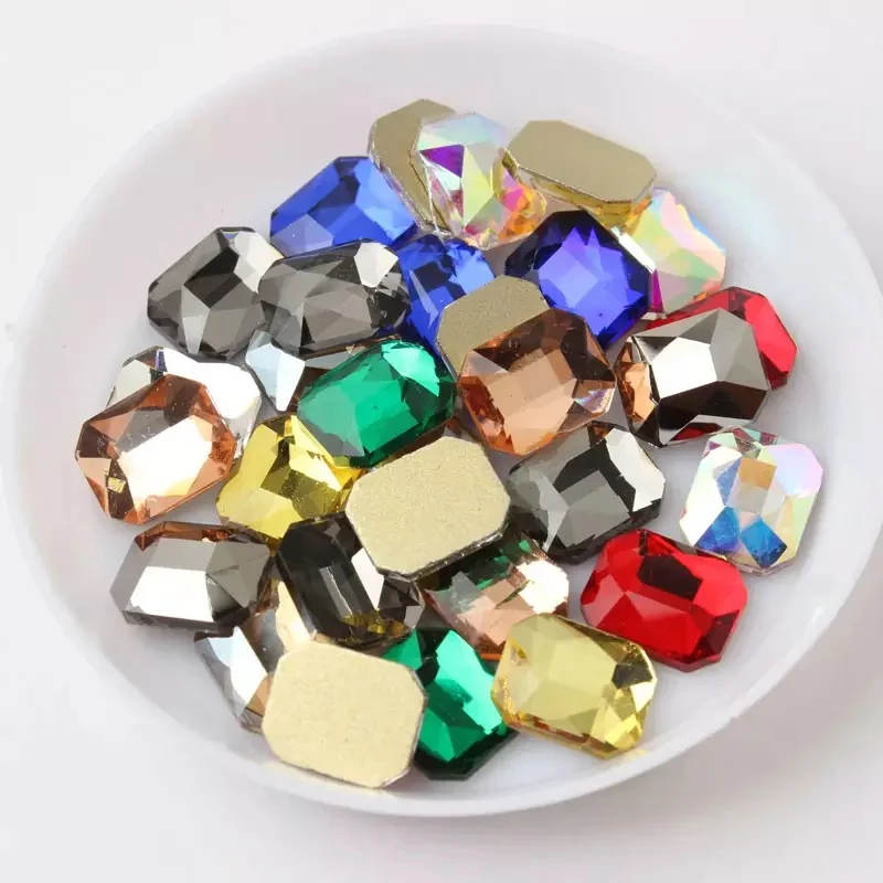 Mixed color 6 мм* 8 мм 20 шт восьмиугольная квадратная Flatback Хрустальная 3d-украшения для ногтей очаровательные бриллианты ювелирные изделия DIY маникюр дизайн аксессуар - Цвет: Mixed color