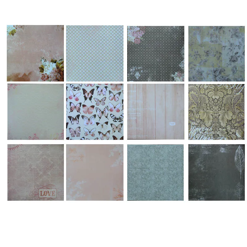 

6 дюймов 12 шт. бабочки деревянные сетки фон квадратная крафт бумага дизайнер идеально подходит для изготовления карт Скрапбукинг деревенск...