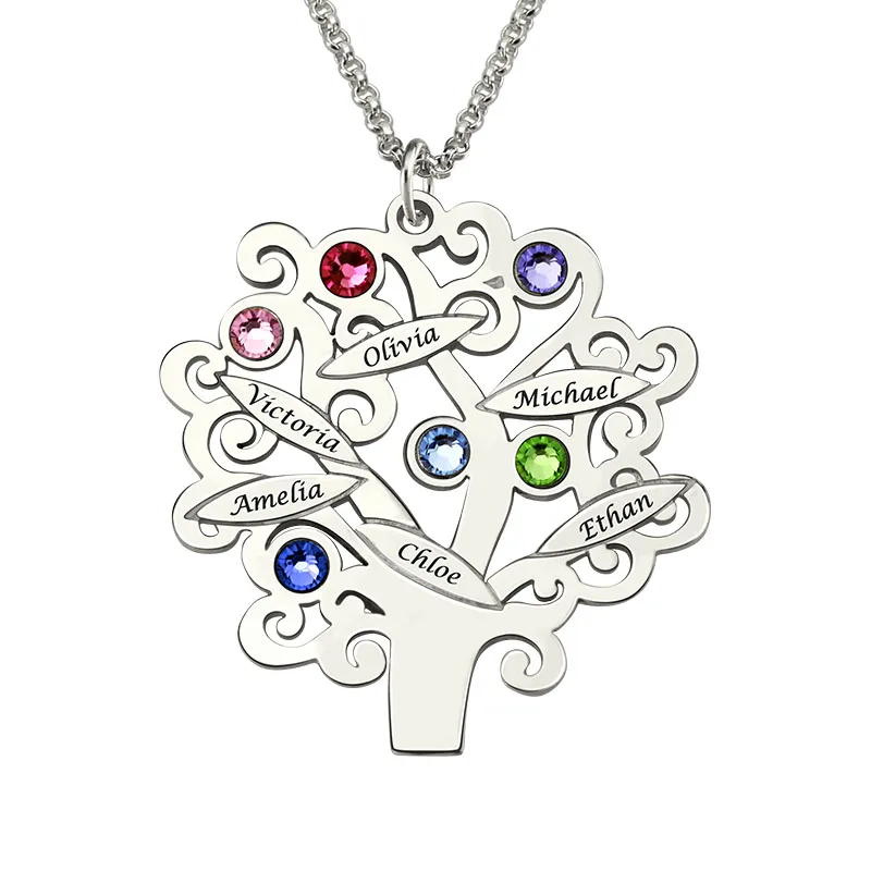 Ожерелье из стерлингового серебра для всей семьи ожерелье с зодиакальным камнем