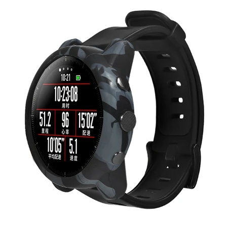YUEDAER мягкий камуфляжный чехол для Xiaomi Amazfit Stratos 2 Чехол Защита ударопрочный чехол Мягкий Силиконовый ТПУ Amy зеленый серый синий - Цвет: Camouflage Gray