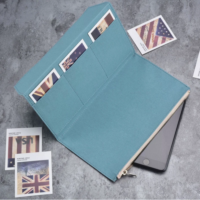 Blue Standard L Винтажная сумка для хранения от Fromthenon, записная книжка Midori, карман на молнии, ретро холщовый держатель для карт, школьная сумка, канцелярские принадлежности - Цвет: Blue Standard L