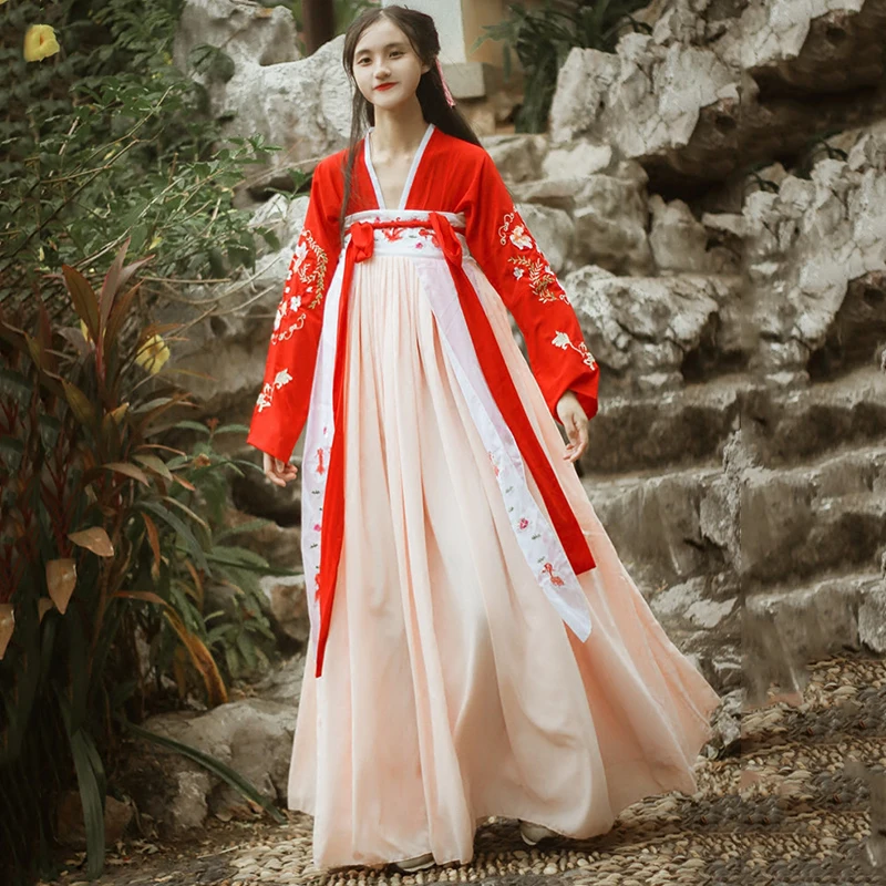 Hanfu костюм для китайских танцев, традиционный сценический наряд для певцов, женское Старинное платье, народный фестиваль, одежда для выступлений DC1133
