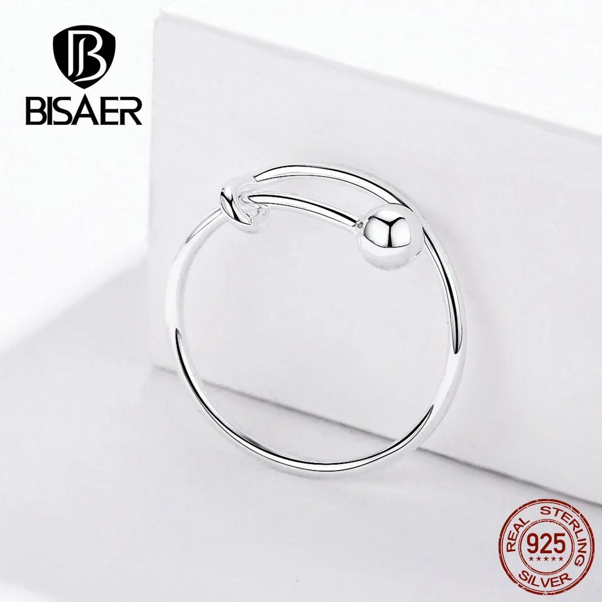 BISAER, геометрическое кольцо, 925 пробы, серебро, Круглый Круг, геометрический, женские кольца на палец, для женщин, Стерлинговое Серебро, ювелирное изделие ECR520