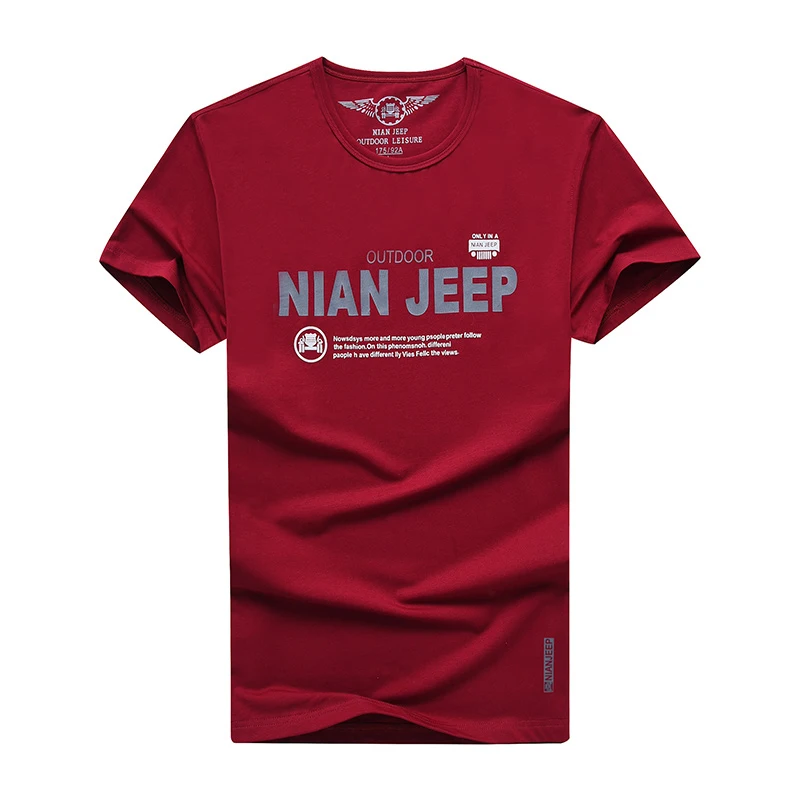 Футболка NIANJEEP мужская с круглым вырезом тенниска из 95% хлопка Спортивная майка