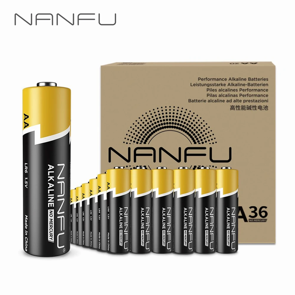 NANFU 36 шт. аккумулятор aa батарейки 1.5 В щелочной аккумуляторы LR06 батарея 2a акб 2100