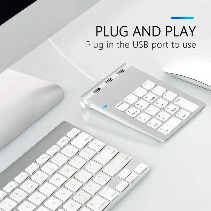 Rocketek цифровая usb-клавиатура 18 клавиш мини USB 2,0 концентраторы для цифровой клавиатура ультратонкая цифра Pad Компьютер ПК ноутбук Прямая