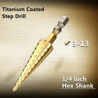 hot sale 1pcs 3 13mm hss titanium coated stepped drill power tools carbide drill mini drill bit drill bit set