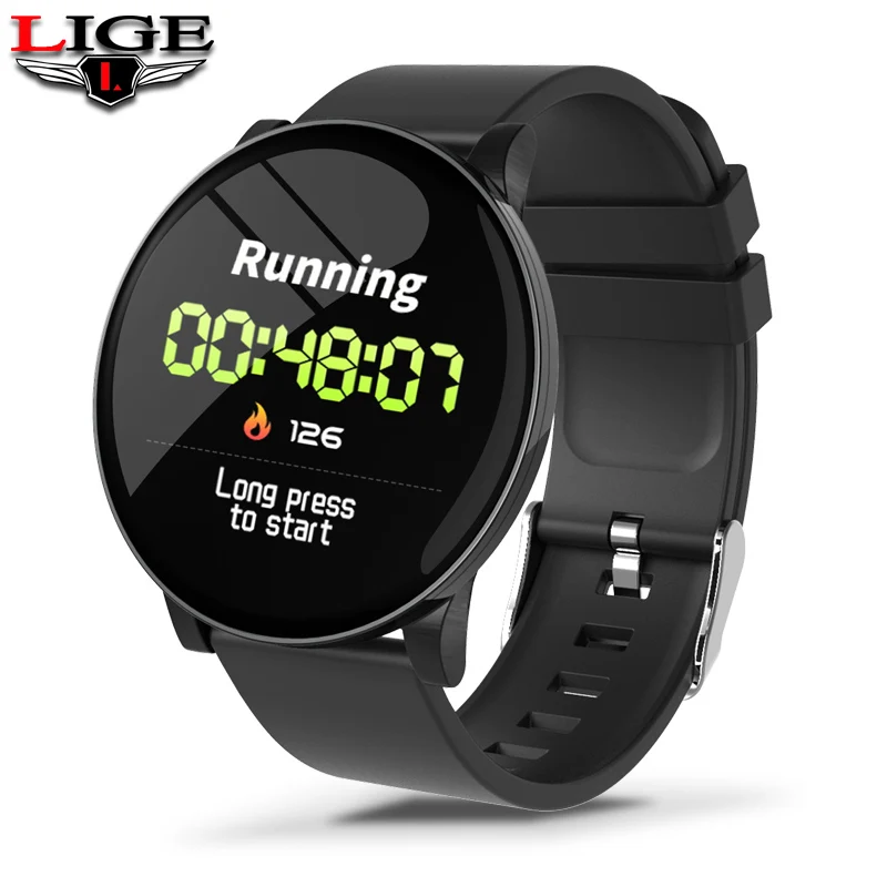 LIGE New Men's Smart Sports Bracelet Ladies Waterproof Color Round Screen Full Touch Fitness Watch Heart Rate Monitoring for Ios |