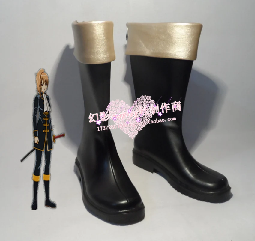 Обувь для косплея GINTAMA Okita Sougo сапоги на заказ 634|custom made|custom bootscustom cosplay |
